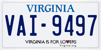 VA license plate VAI9497