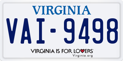 VA license plate VAI9498
