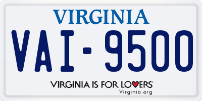 VA license plate VAI9500