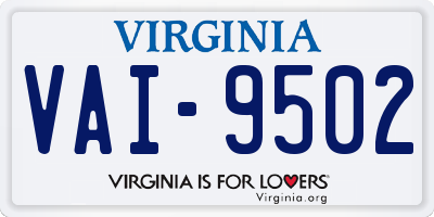 VA license plate VAI9502
