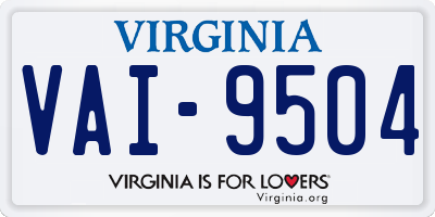 VA license plate VAI9504