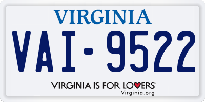 VA license plate VAI9522