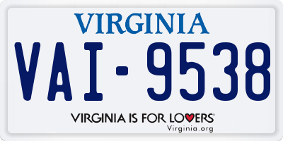 VA license plate VAI9538