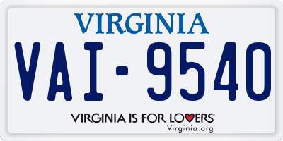 VA license plate VAI9540