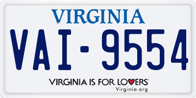 VA license plate VAI9554