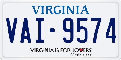 VA license plate VAI9574