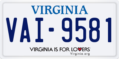 VA license plate VAI9581