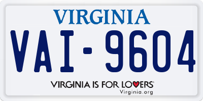 VA license plate VAI9604