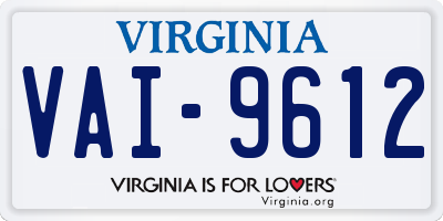 VA license plate VAI9612