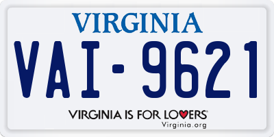 VA license plate VAI9621