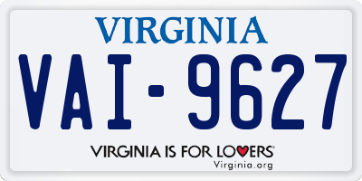 VA license plate VAI9627