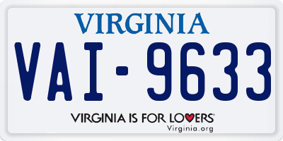 VA license plate VAI9633