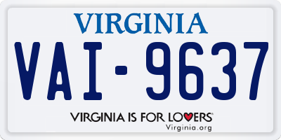 VA license plate VAI9637
