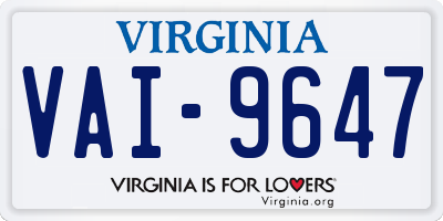 VA license plate VAI9647