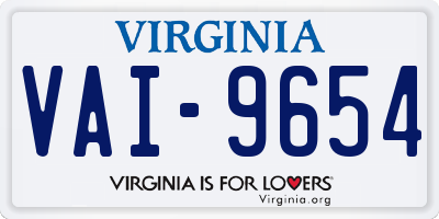 VA license plate VAI9654