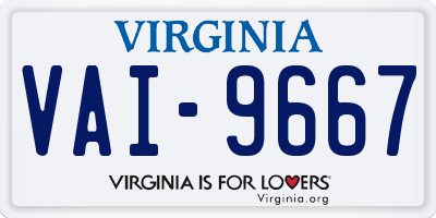 VA license plate VAI9667