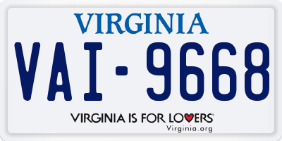 VA license plate VAI9668