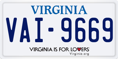VA license plate VAI9669