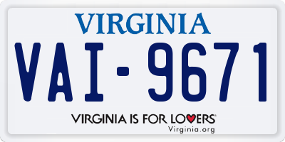 VA license plate VAI9671