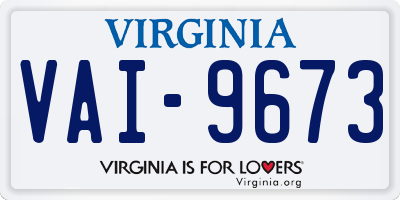 VA license plate VAI9673