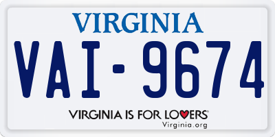VA license plate VAI9674