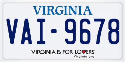 VA license plate VAI9678