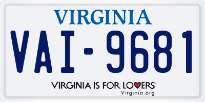 VA license plate VAI9681