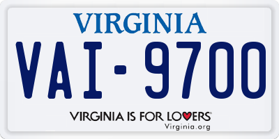 VA license plate VAI9700