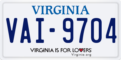 VA license plate VAI9704