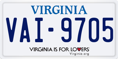 VA license plate VAI9705