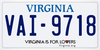 VA license plate VAI9718
