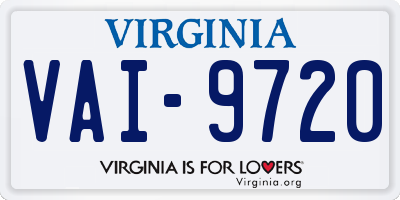 VA license plate VAI9720