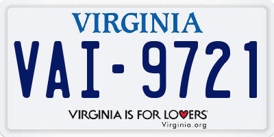 VA license plate VAI9721