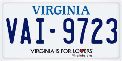 VA license plate VAI9723