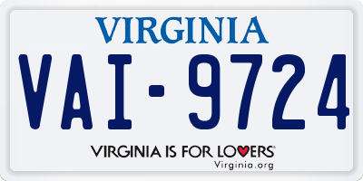 VA license plate VAI9724