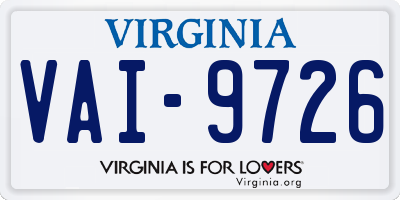 VA license plate VAI9726