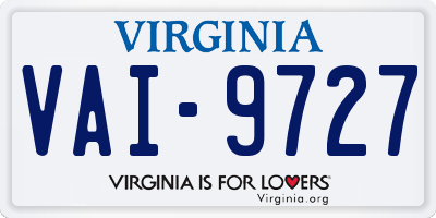 VA license plate VAI9727