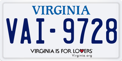 VA license plate VAI9728