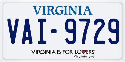 VA license plate VAI9729