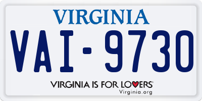 VA license plate VAI9730