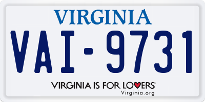 VA license plate VAI9731