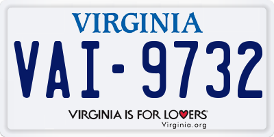 VA license plate VAI9732