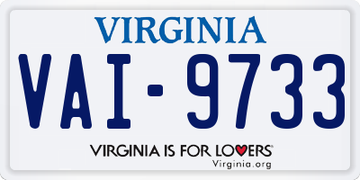 VA license plate VAI9733