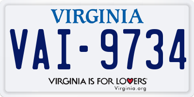VA license plate VAI9734