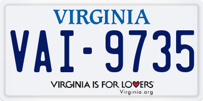 VA license plate VAI9735