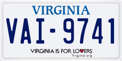 VA license plate VAI9741