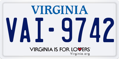 VA license plate VAI9742
