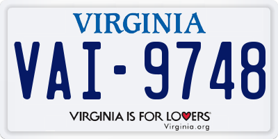 VA license plate VAI9748