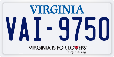VA license plate VAI9750