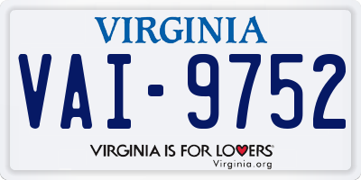 VA license plate VAI9752
